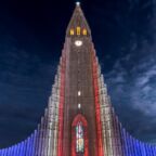 Pharos lights up Reykjavik cathedral